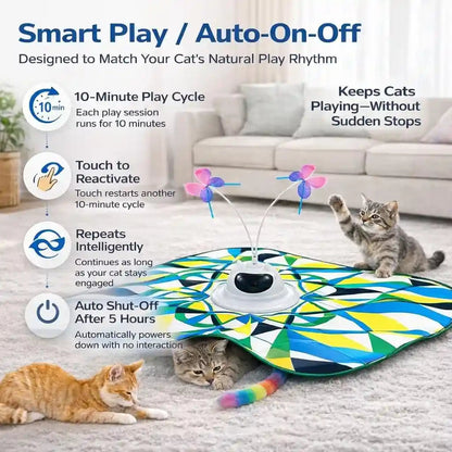 Interactive Cat Toy for Indoor Cats, Rechargeable 3-In-1 Hide & Seek Toy | Touch Activated, Spinning Butterfly, Plush Tail, Ultra Quiet, Rechargeable, Non Slip Base, Self Play for Adult Cats & Kittens3