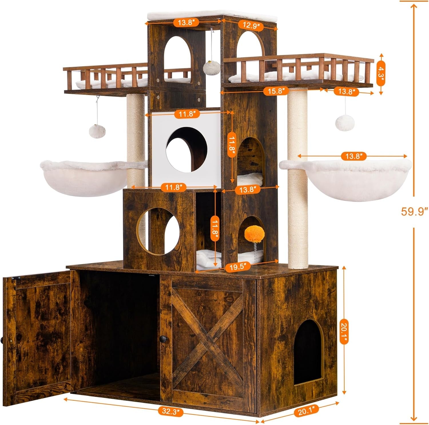 heybly-cat-tree-with-litter-box-enclosure-for-indoor-big-cat-cat-tower-for-large-cats-20-lbs-heavy-duty-modern-cat-condo-furniture-with-scratching-posts-rustic-brown-hct110sr
