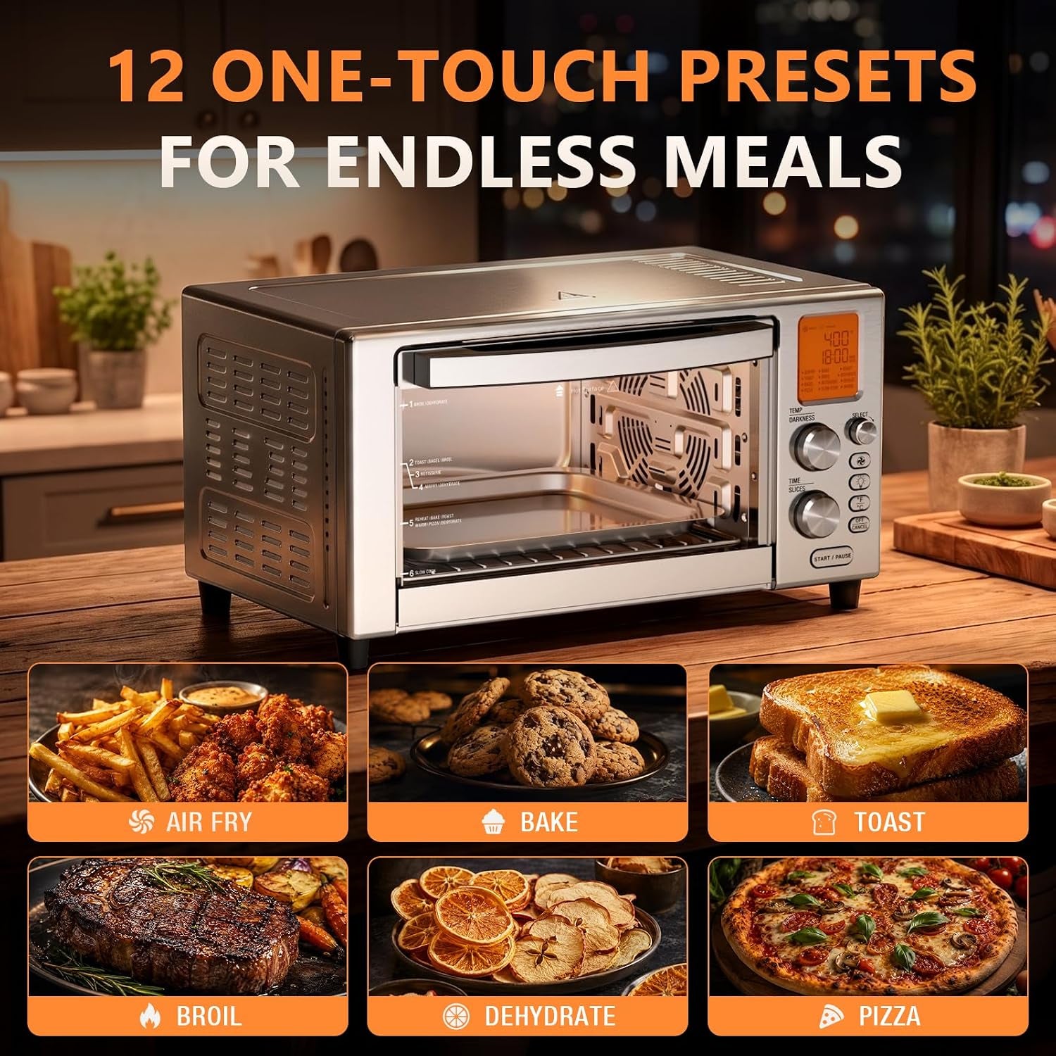 12-in-1-air-fryer-toaster-oven-combo-22l-countertop-oven-stainless-steel-1500w-convection-oven-with-rotisserie-dehydrator-and-slow-cook-6-rack-positions-and-5-accessories-included