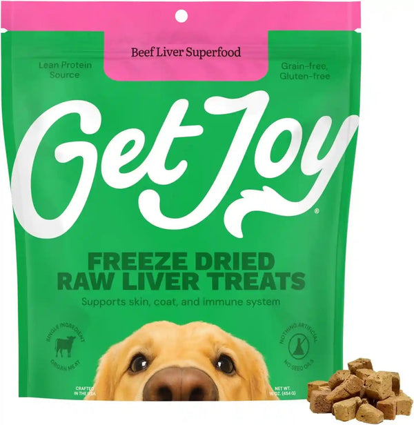 Get Joy Freeze Dried 100% Beef Liver Dog Treats, 4Oz | Single Ingredient Organ Meat, High Protein Raw Dog Food Topper, Snack & Training Rewards | Grain Free, Gluten Free, Filler Free10