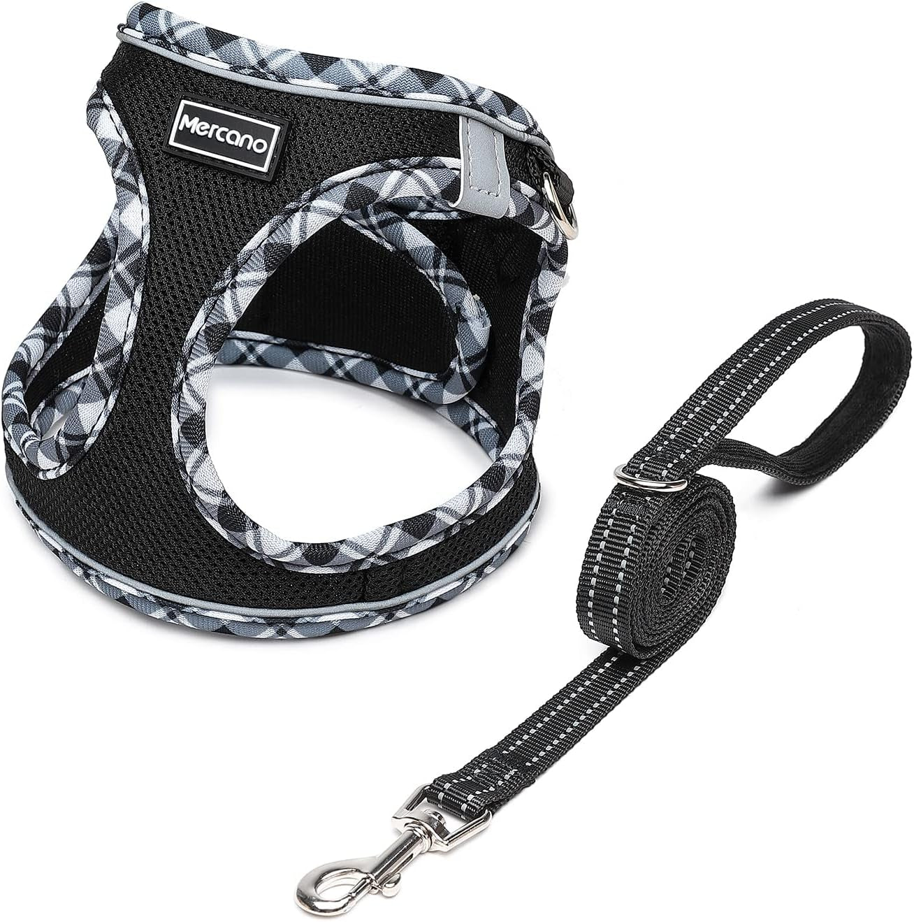 mercano-soft-mesh-dog-harness-and-leash-set-step-in-reflective-breathable-lightweight-vest-harnesses-with-safety-buckle-for-small-dogs-cats-pink-s