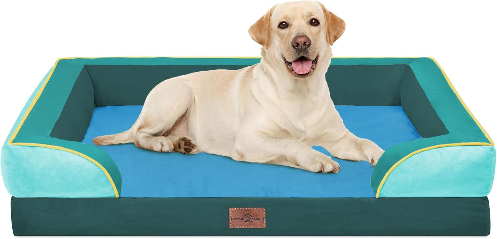 comfort-expression-orthopedic-dog-bed-for-extra-large-dogs-with-bolster-waterproof-dog-couch-bed-with-washable-cover-non-slip-bottom-supportive-egg-crate-foam-xl-pet-bed-42x30-inch