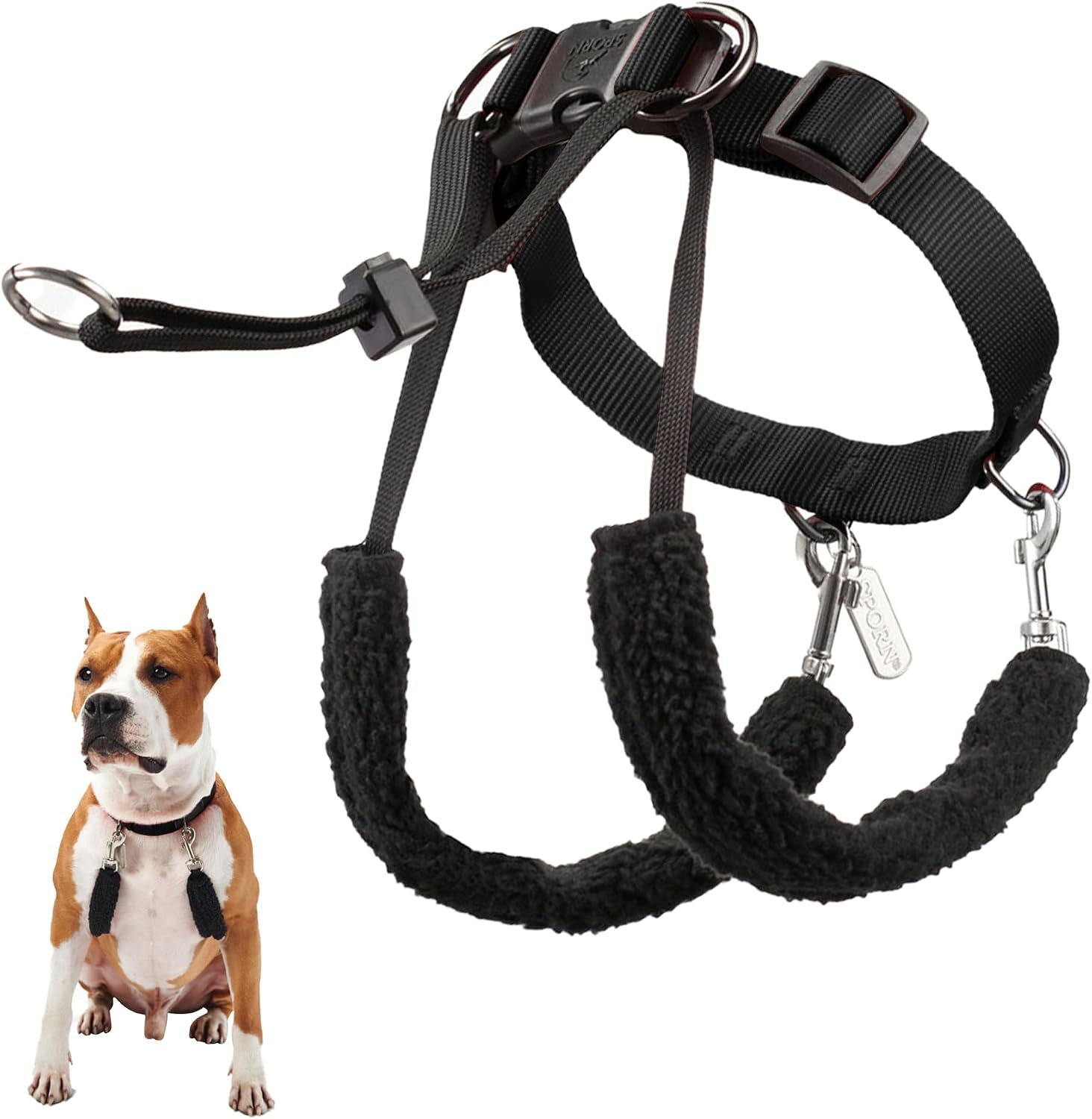 sporn-head-halter-for-dogs-no-pull-dog-harness-durable-nylon-training-collar-for-large-breeds-no-choke-design-padded-restraints-adjustable-fit-easy-on-off-black-large