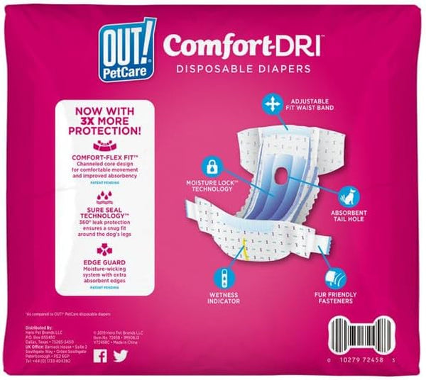 OUT! Petcare Female Dog Diapers, Disposable Dog Diapers, M/L, 32 Count | Dog Diaper, Potty Training, Incontinence Support, Leak Proof, Puppy Training, Dog in Heat, Disposable Protection, Secure Fit7