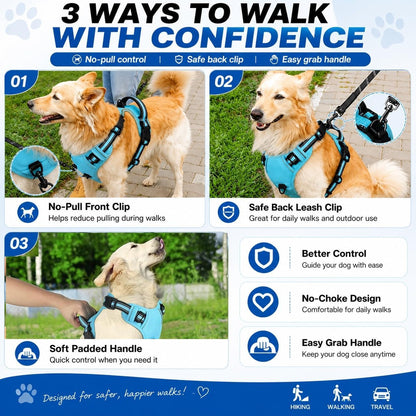 No Pull Dog Harness, Large Black Tactical Vest Harness, Heavy Duty 900D Nylon Reflective Pet Harness with Front & Back Control Handles, Adjustable Padded Vest for Large Dogs German Shepherd6