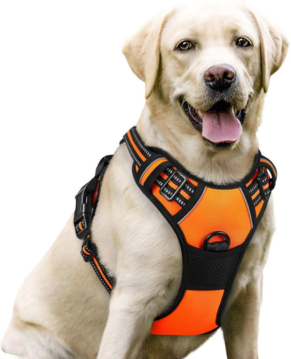Rabbitgoo Dog Harness, No Pull for Large Dogs with 2 Leash Clips, Pet Vest | No Choke with Handle, Adjustable Soft Padded, Reflective, Easy Control for Walking, Black, Large58