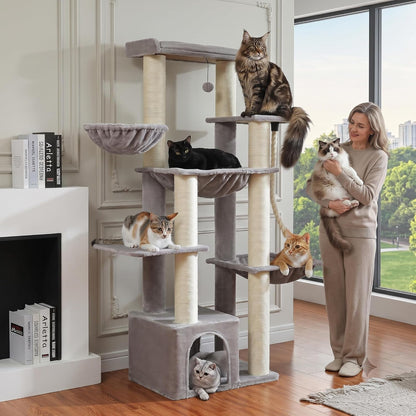 MUTTROS Mushroom Cat Tree Tower with Removable Scratcher, Large Hammock, Condo, Perch, 3 Sisal Posts – Multi-Level Cat Tree for Indoor Cats, Cute Cat Tower for Small Space Homes19
