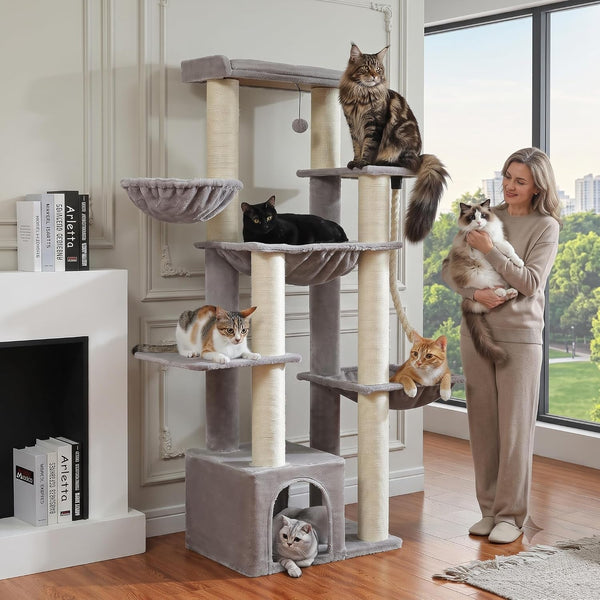 MUTTROS Mushroom Cat Tree Tower with Removable Scratcher, Large Hammock, Condo, Perch, 3 Sisal Posts – Multi-Level Cat Tree for Indoor Cats, Cute Cat Tower for Small Space Homes19