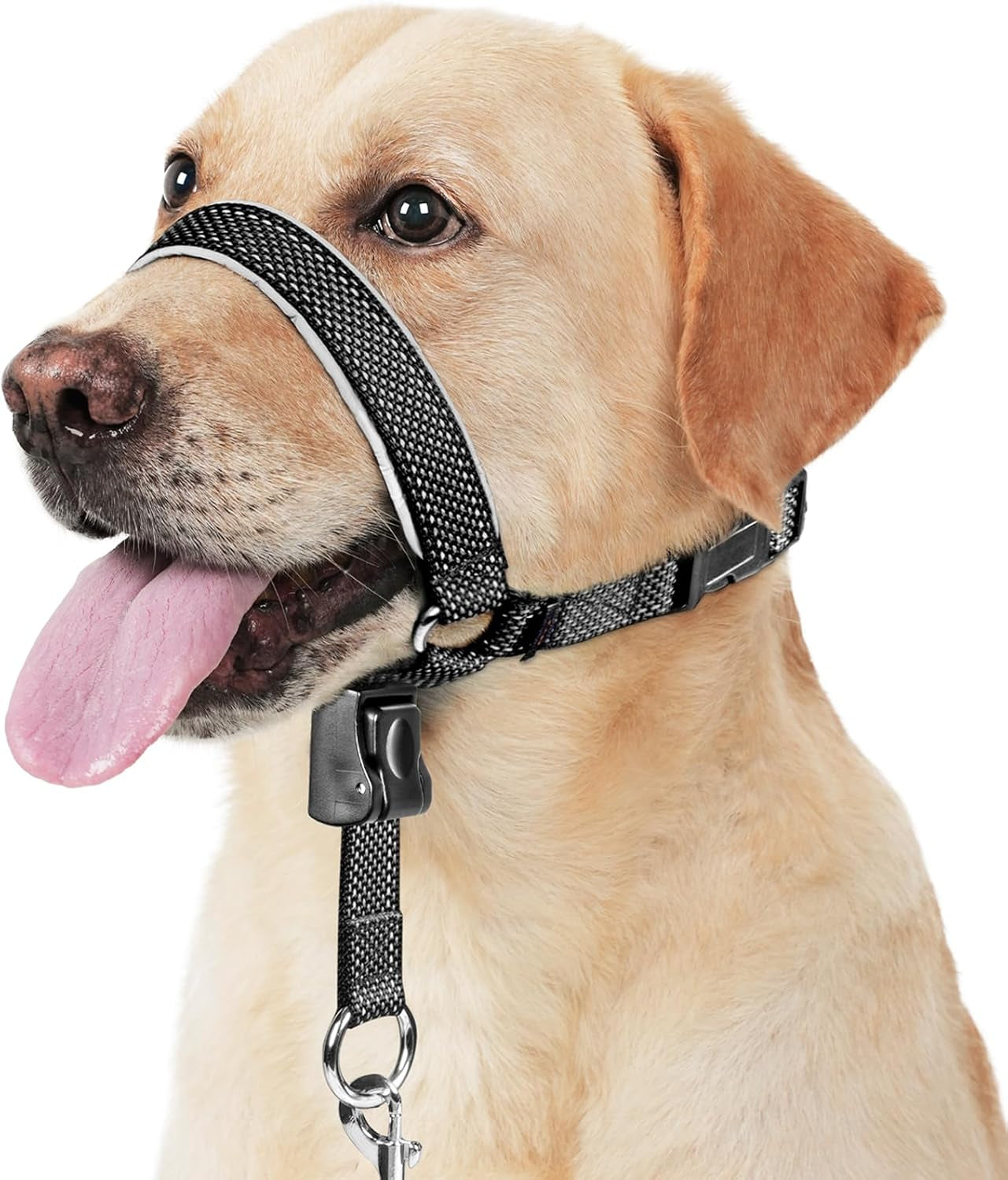 barkless-dog-head-collar-soft-no-pull-head-halter-with-safety-link-reflective-muzzle-leash-adjustable-headcollar-padded-nose-leash-for-large-medium-dogs-training-walking-black-m