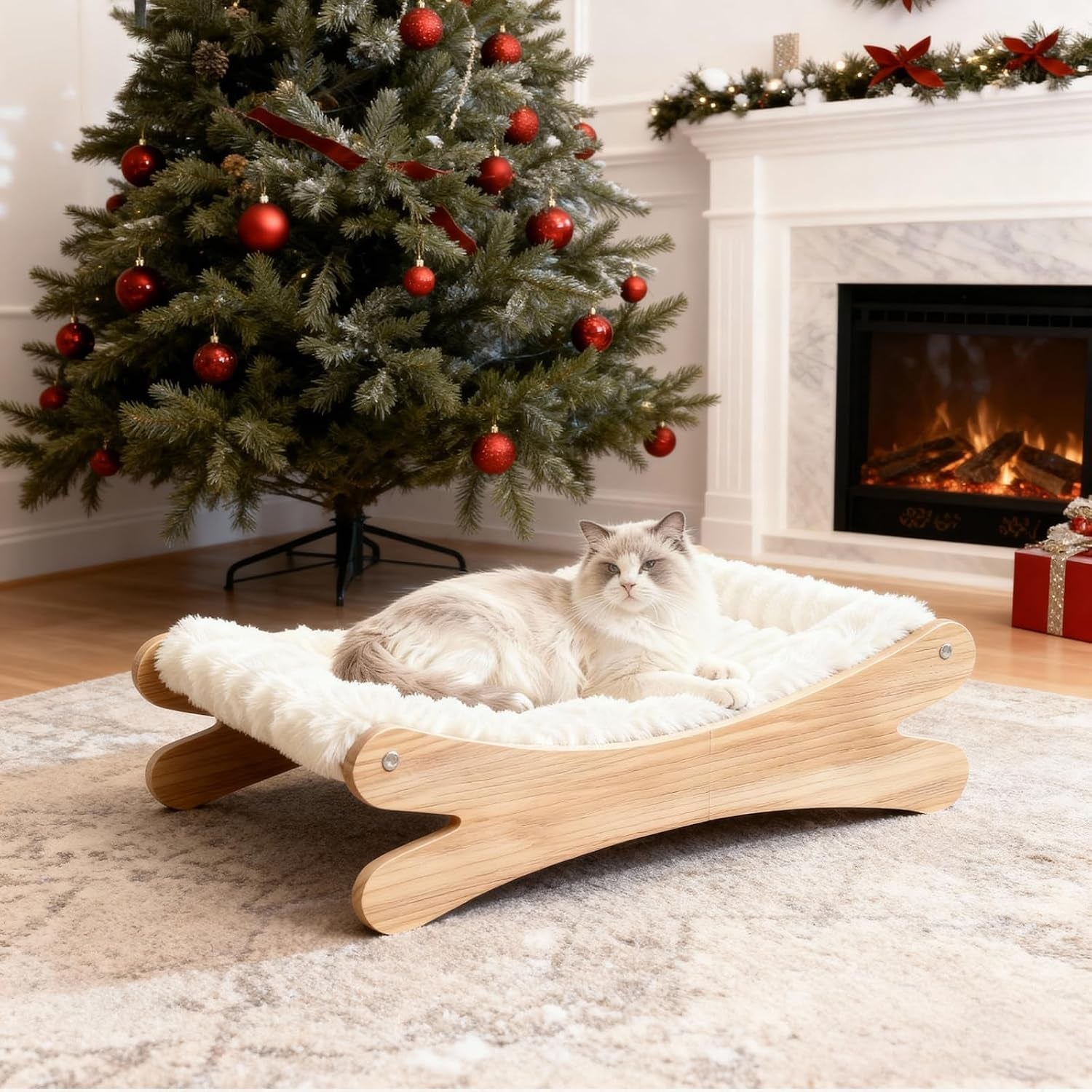 plush-elevated-cat-bed-cozy-raised-cat-hammock-with-solid-wood-frame-soft-furry-cushion-for-indoor-cats-small-dogs-multi-color-optionswhite
