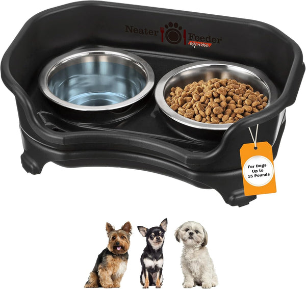 Neater Feeder Express Mess Proof Dog Bowls Elevated for Small Breeds under 15 Lb, Made in USA, No Spill Raised Dog Food Bowl Stand, Stainless Steel Food and Water Bowl Set, Feeding Station, Cappuccino32