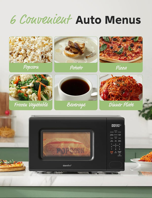 Countertop Microwave Oven 0.7 Cu.Ft, 700W, Black, Child Lock | 11 Power Levels, Multi-Stage Cooking, Weight/Time Defrost, Memory Function, for Apartment, Dorm, Office3