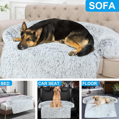 Luxurious Dog Couch Bed Protector for Dogs Pet Couch Cover Dog Sofa Beds(M) | Removable Fluffy Plush Dog Couch Bed Washable, Calming Dog Sofa Beds, Waterproof Couch Protector, Pet Beds Mats for Couch(L)6