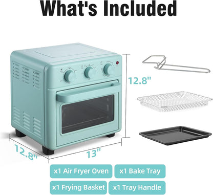 Air Fryer Toaster Oven Combo, Retro Convection Oven Countertop,16Qt Small Toaster Oven, 4-Slices or 9" Pizza,Bake,Toast,Broil, Air Fry, Rapid Heating Mini Conventional Oven, Non-Stick, Blue6