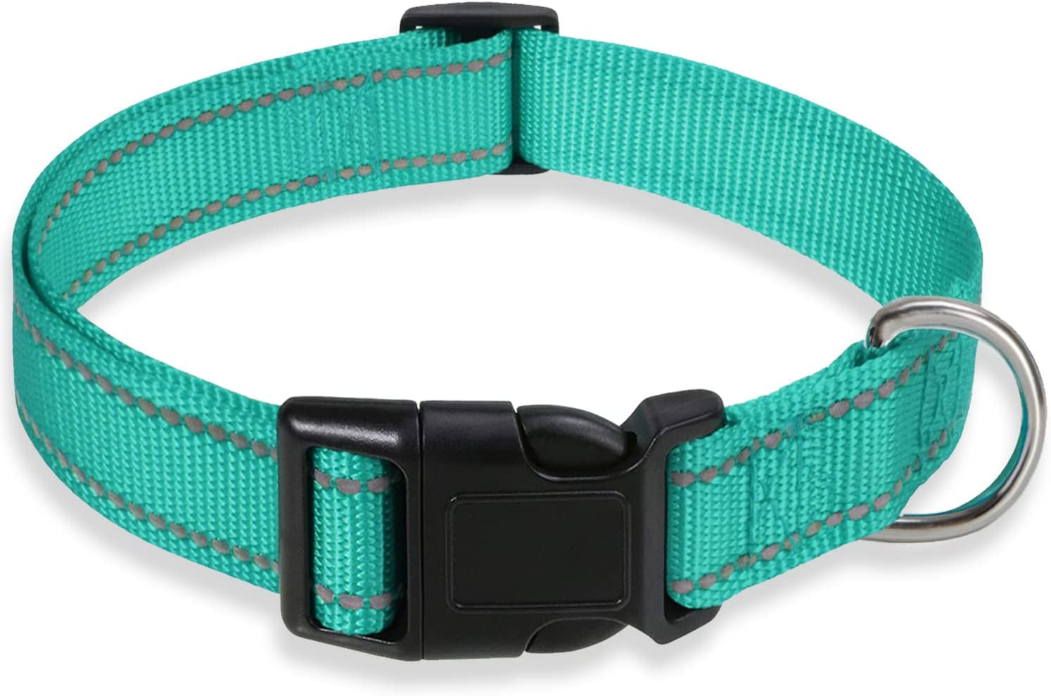 reflective-dog-collar-with-buckle-adjustable-safety-nylon-collars-for-small-medium-large-dogs-pink-m-breathable-nylon-collars-for-small-medium-large-dogs-no-chafing-on-walks-and-outdoor-hikes-metal-d-ring-night-safety