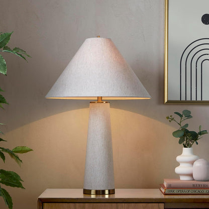 Kona 28" Metal Table Lamp, Desk Lamp, Bedside Lamps for Night Stands, Natural Linen Shade, Brass Base3