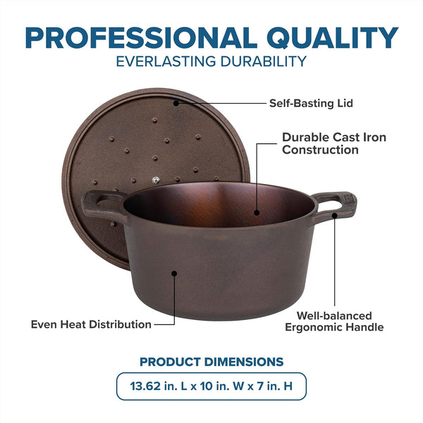 Viking Nonstick 5 Quart Dutch Oven with Self-Basting Lid, Bronze Cast Iron Cookware Pot, Made without PFAS, Induction Compatible, Oven Safe to 500F4