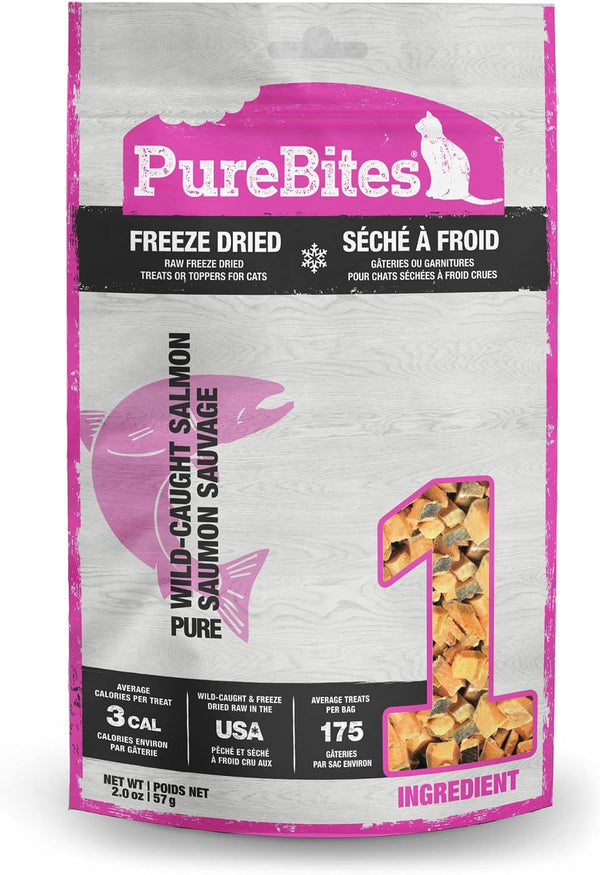 Purebites Freeze Dried Salmon Cat Treats 57G | 1 Ingredient | Made in USA (Packaging May Vary)1
