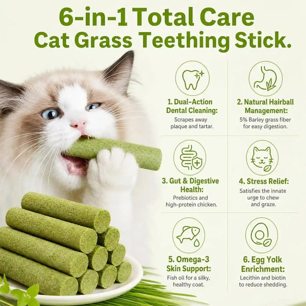 Cat Grass Treats, 7.05 Oz Natural Freeze Dried Cat Grass Teething Stick. | Grain-Free Edible Cat Chew Cat Grass Snack for Indoor Cats, Delectables Lickable Cat Treats.(200G)4