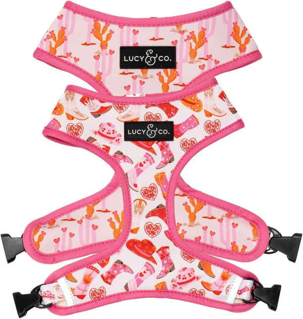 Lucy & Co. Reversible Dog Harness - Water-Repellent Neoprene, Dual-Print Design, Easy Swap Style, Adjustable Comfort Fit - Take a Bow Reversible Harness - Small19