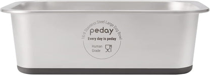 PEDAY 1.2 Gallon Large Dog Water Bowl | 18/8 Human Grade Stainless Steel - Silver Classic10