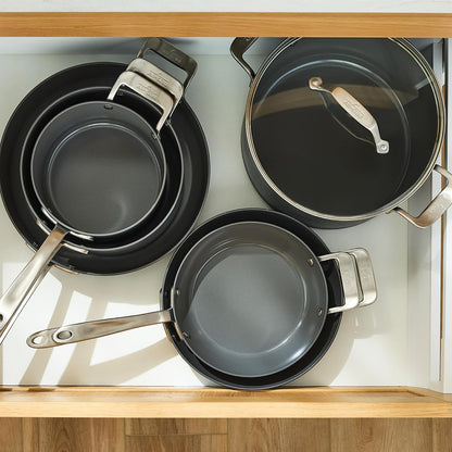 All-Clad HA1 Ceramic Nonstick, 10-Piece Pots & Pans Set, Induction Ready | Complete Ceramic Nonstick Cookware Set, Scratch-Resistant Exterior, Superior Easy Organized Stacking, Oven Safe up to 450°7