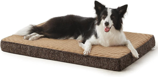 JOEJOY Orthopedic XL Dog Bed for Large Dogs, Waterproof Dog Bed for Crate with Washable Removable Cover, Extra Thick Egg-Crate Memory Foam Pet Beds, Grey, 41"X27"25