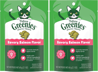 Greenies Feline Natural Crunchy Dental Cat Treats, Salmon Flavor, 21 Oz | #1 Vet-Recommended, Clinically-Proven Oral Care, 36% Less Tartar in 28 Days, Cleans to Gumline, Natural Ingredients18