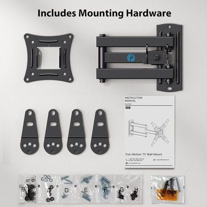 Full Motion TV Wall Mount for Echo Show 21/15 and 13-43 Inch Flat Curved Screen Tvs & Monitors, Max VESA 200X200Mm up to 44Lbs, TV Mount Wall Bracket with Rotation Swivel Tilt Extension8