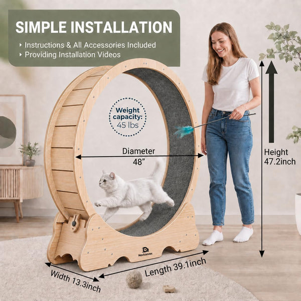 Cat Wheel, 46" XL Large Exercise Running Wheels with Detachable Carpet for Indoor Cats4