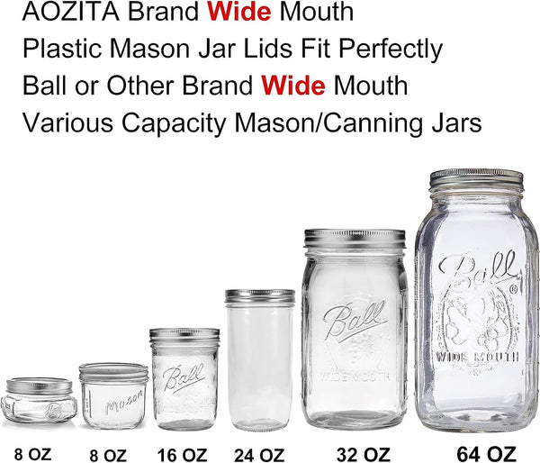 10 Pack Plastic Wide Mouth Mason Jar Lids for Ball, Kerr and More - Multicolor Storage Caps for Mason Jars, Canning Jars - Leak-Proof, Dishwasher Safe & Food Grade3
