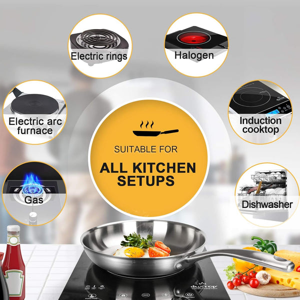 Stainless Steel Frying Pan, 8 Inch Induction Skillet | Eggs and Small Meals, Compact Size for Daily Cooking, Stay-Cool Handle4
