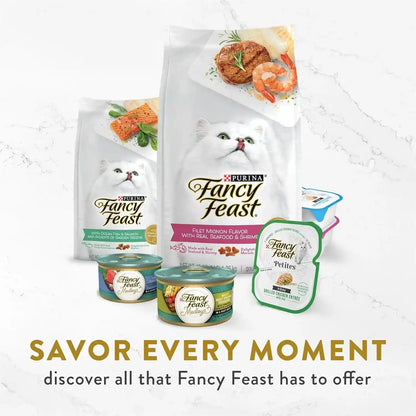 Purina Fancy Feast Appetizers Lickable Grain Free Cat Food Topper White Meat Chicken and Shredded Beef Appetizer - (Pack of 10) 1.1 Oz. Trays6