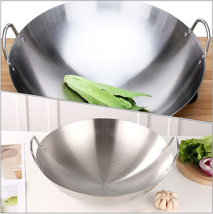 Stainless Steel Wok 12.00In round Bottom Wok Large Capacity Frying Pan for Gas Stove Chinese for Stir Frying Bbq Fried Potatoes Scrambled Eggs2