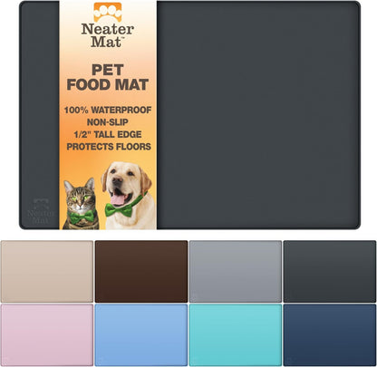 Neater Pet Brands Neater Mat Pet Mats for Food and Water, Cat & Dog Bowl Mat Waterproof Silicone, Feeding Tray, Dog Food Mats for Floors, Placemat W/Raised Edge for under Bowls, 16” X 10”, Cappuccino11