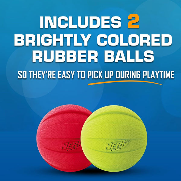 Nerf Dog Classic Squeak Ball Outdoor Dog Toy, 3.8 Inch Dog Ball Fetch Toy, Squeaking Toy for Medium and Large Breeds, Green/Red, 2 Count6