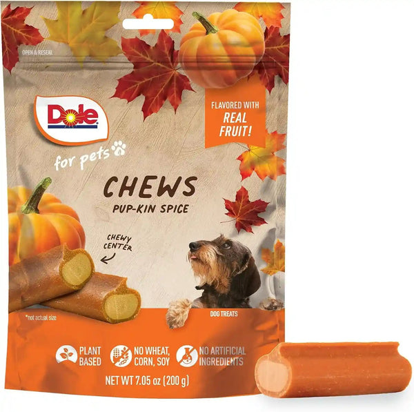 Dole for Pets Freshly Fetched Dog Chews with Banana and Pumpkin Flavor, No Wheat Corn Soy Artificial Flavors Colors or Preservatives, Chewy Center Firm Texture, 7.5 Oz12