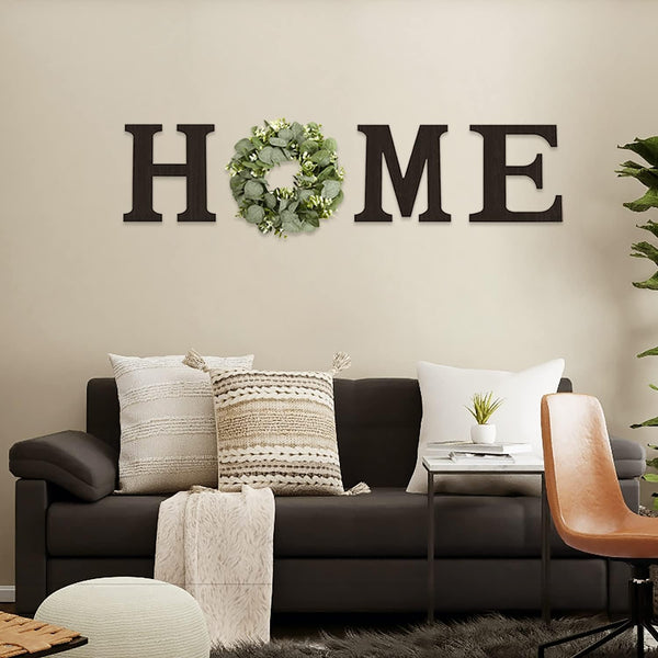 Wood Home Sign with Eucalyptus Wreath for O Home Decor Wall Decor | Hanging Farmhouse Wall House Decor Wood Letters for Wall Art Rustic Home Decor Wall Decor Living Room Kitchen Entryway Black8