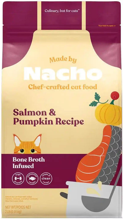 Made by Nacho Dry Cat Kibble 4Lb Bag, High Protein and Grain-Friendly Premium Cat Food, Cage-Free Chicken & Pumpkin Recipe, Infused with Bone Broth for Hydration, Limited Ingredients, Single Bag9