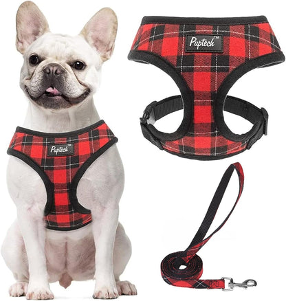 PUPTECK Soft Mesh Dog Harness Small Sized and Leash Set Pet Puppy Cat Comfort Padded Vest No Pull Harnesses, Beige, S12