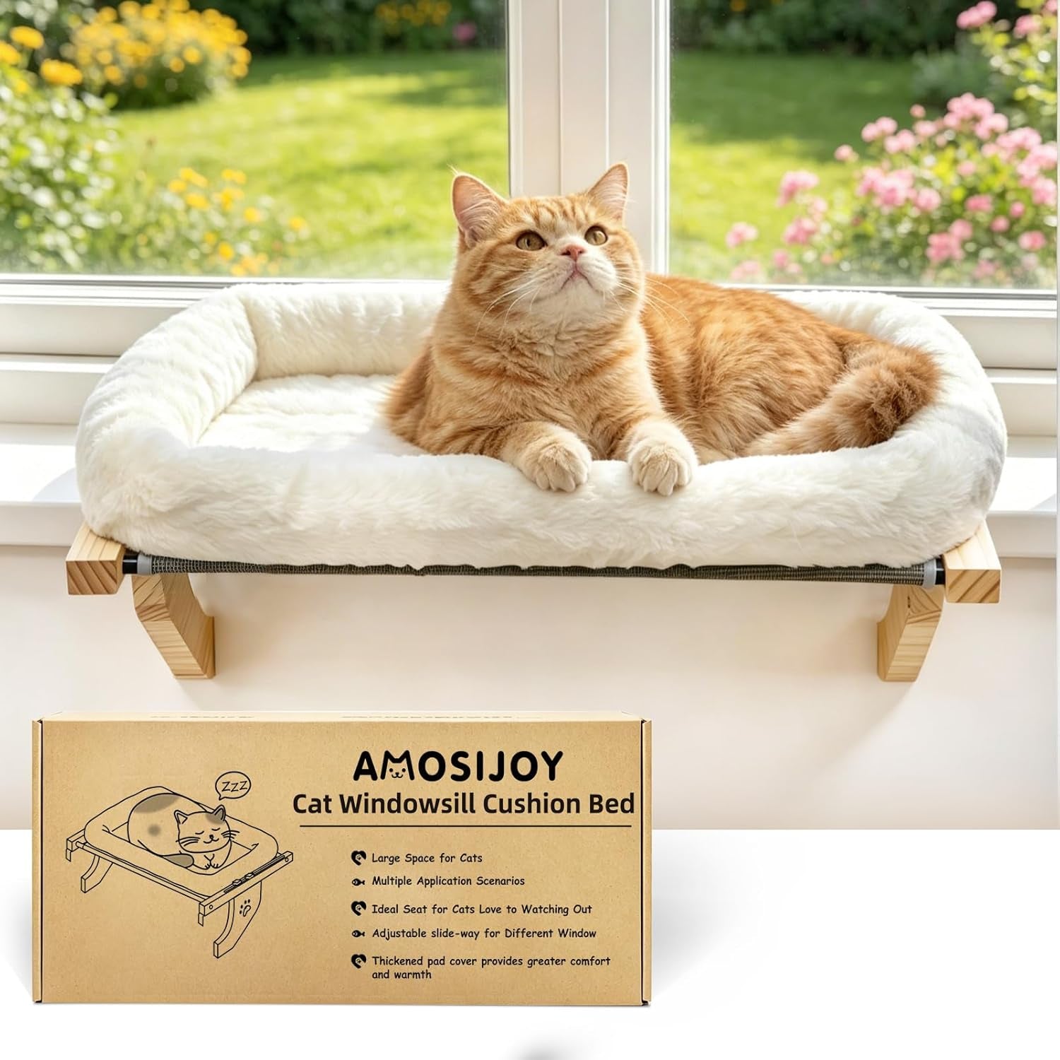 amosijoy-cat-sill-window-perch-sturdy-hammock-window-seat-with-cushion-bed-cover-wood-metal-frame-for-large-cats-easy-to-adjust-cat-bed-for-windowsill-bedside-drawer-and-cabinetcushion-bed