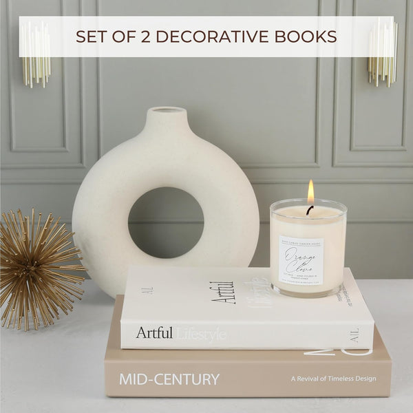 Aesthetic Decorative Books Set of 2 - Stylish Boxes for Coffee Table Decor | Stylish Modern Home Decoration for Your Bookshelf or Mantel, Faux/Fake Books Doubles as Photo Storage or Keepsake Box2