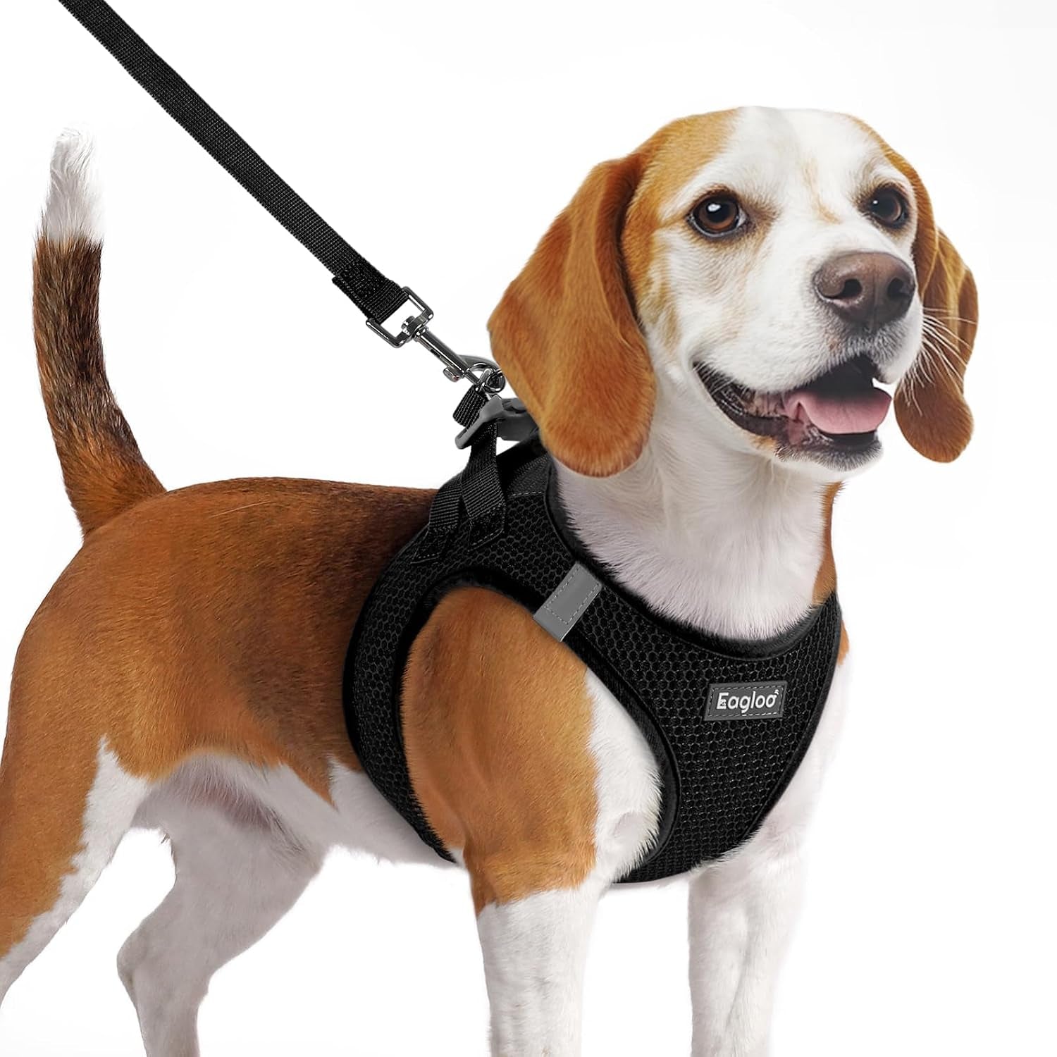 eagloo-small-dog-harness-and-leash-set-step-in-small-sized-puppy-pet-vest-light-soft-breathable-air-mesh-easy-on-and-off-with-hook-loop-reflective-for-safe-walking-pink-s