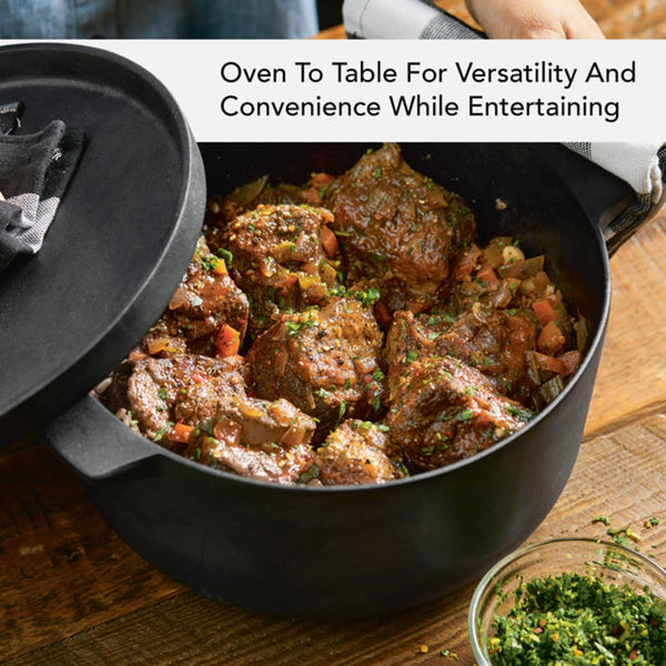 Kitchenaid Seasoned Cast Iron Dutch Oven/Casserole, 6 Quart - Black4
