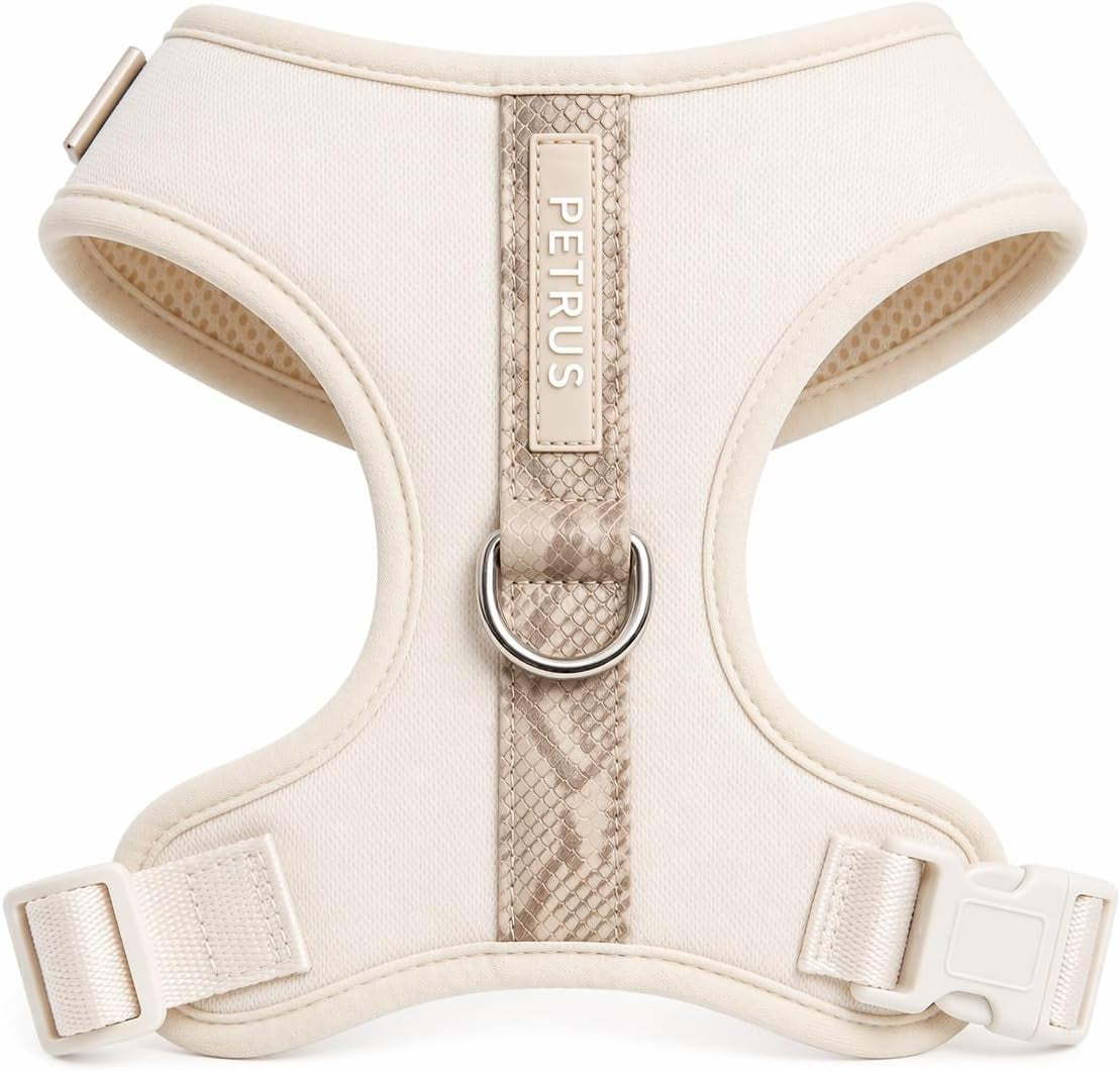 premium-no-pull-dog-harness-soft-neoprene-breathable-mesh-vest-with-front-back-clip-d-rings-adjustable-lightweight-walking-harness-for-puppies-small-medium-dogs-bronze-brown-gold-m