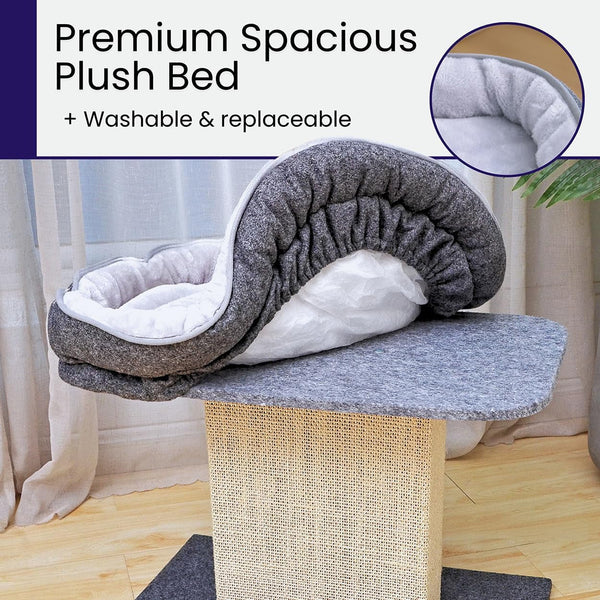 Catry Cat Perch with Washable Replaceable Bed & Wide Sisal Scratching Post | Cat Tree with Washable Replaceable Bed for Large Cats, Thick Sisal Scratching Post, Sturdy Cat Tower, Easy Assembly Cat Tree6