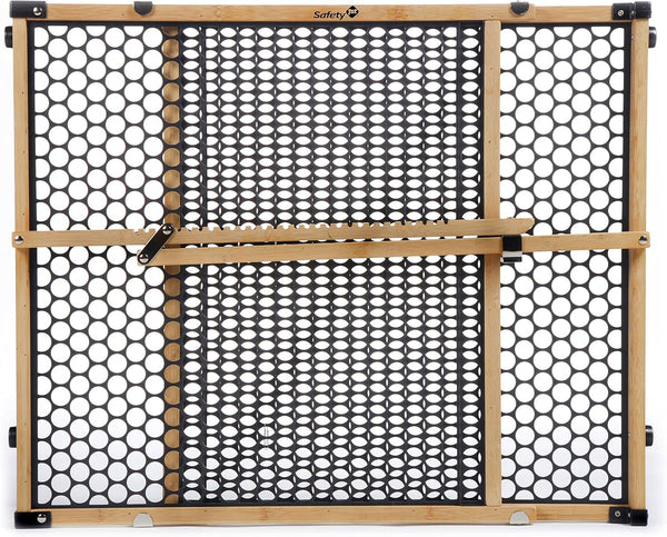 Safety 1St Bamboo Baby Gate for Doorways, No Drill Easy Install, Dog Gates, Fits 28"-42", 24" High, Bamboo and Black2