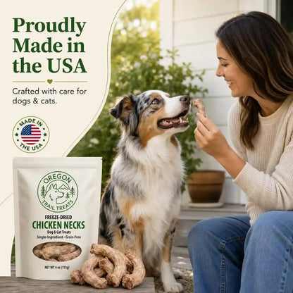Oregon Trail Treats Freeze-Dried Chicken Necks Dog Treats - Single Ingredient 4 Oz5