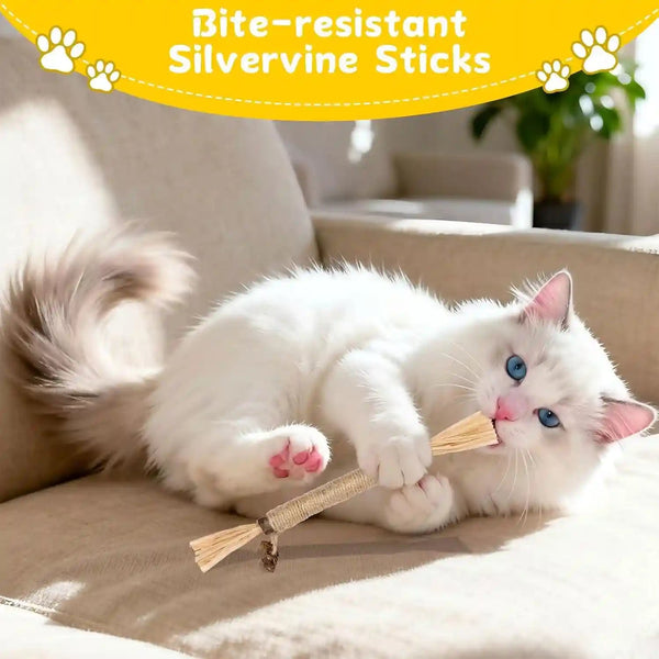 9 Pack Silvervine Sticks for Cats, Natural Cat Chew Stick Toys Set | Matatabi Dental Care Cat Treat for Indoor Cats/Kittens Dental Care Teeth Cleaning/Play7