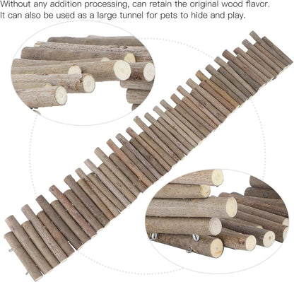Flexible Hamster Wooden Bridge, 11.8In Fence for Cage Accessories | Rat Wood Sticks Ladder for Platforms Decor Stuff Hides3
